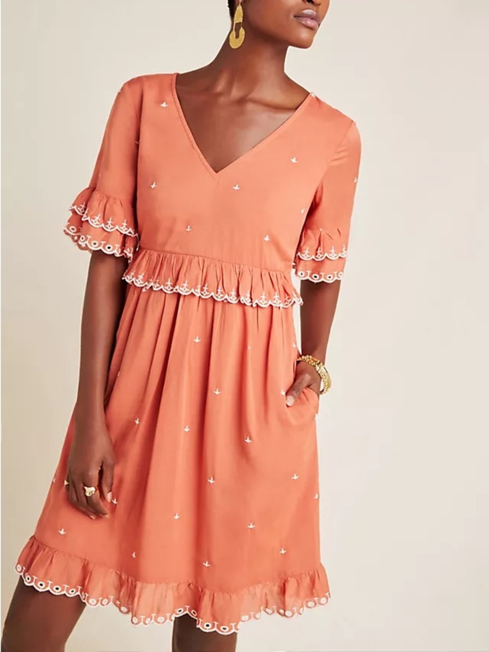 NEW Anthropologie Pink Samia Ruffled Tunic Dress 0